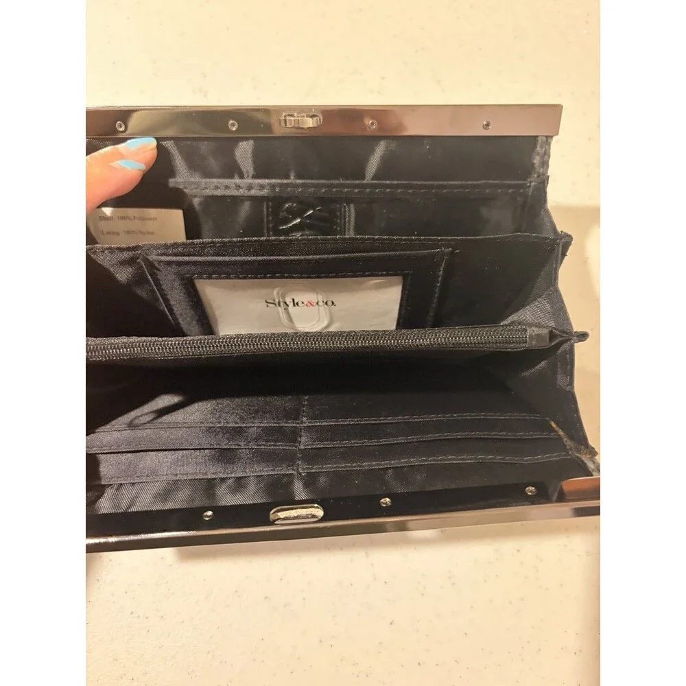 Style&co. Women’s Black/Gray Animal Print Wallet Folding Card Slots